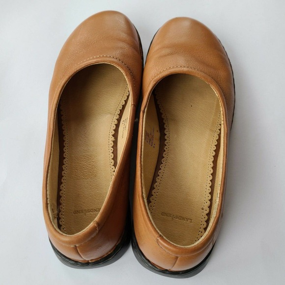 Land's End Leather Tan Slip On Flat Shoes Size 8.5 - Picture 6 of 10